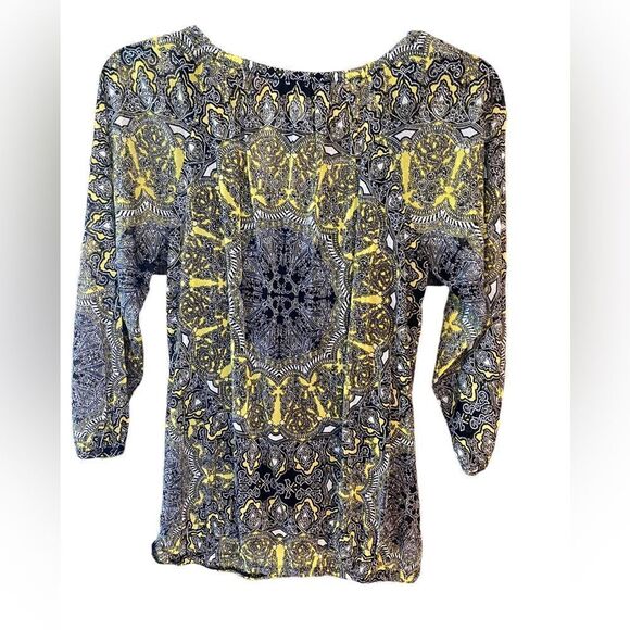 I.N.C. NWT Sz S Black Yellow Paisley Gold Accents 2-Piece Tank Top & Blouse - Picture 3 of 8